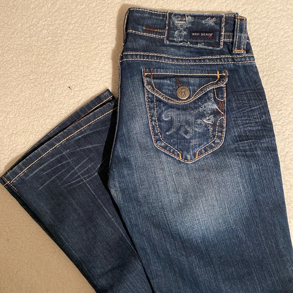 MEK Denim jeans TACOMA boot cut low -rise, dark wash, boot cut, 27/34 long.